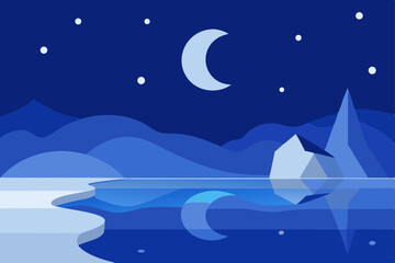 night landscape with moon