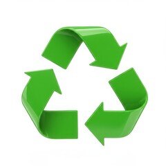 Obraz premium Green recycle symbol isolated on white background for environmental concepts and educational materials.