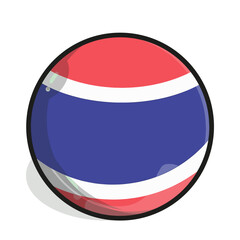 Icon Stylized cartoon rendering of the Thailand flag, presented as a glossy orb with a black outline and a soft, subtle shadow.