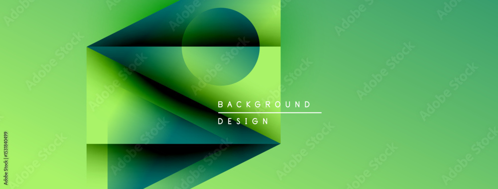Aufkleber Abstract geometric composition. Green gradients create layered shapes, modern design element. Minimalist style, clean aesthetic.