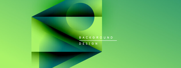 Abstract geometric composition. Green gradients create layered shapes, modern design element. Minimalist style, clean aesthetic.