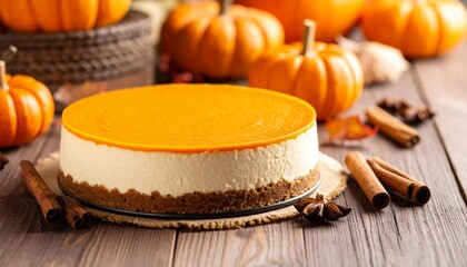 Pumpkin cheesecake served at Thanksgiving dinner.