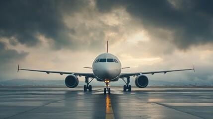 Obraz premium Plane taxiing to airport