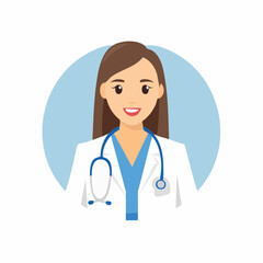 Fototapeta premium Smiling female doctor wearing a stethoscope, ready to provide care.