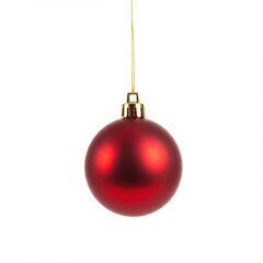 Red christmas ball isolated on white background for festive decorations, holiday ornaments.