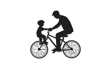 Father's Day silhouette of a couple riding a bicycle