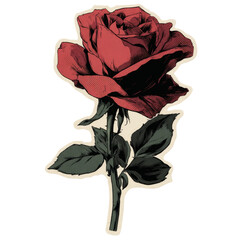 Stylized illustration of a single red rose with halftone texture effect