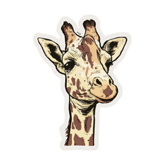 Stylized Giraffe Head Illustration with Detailed Spot Pattern and Gentle Expression