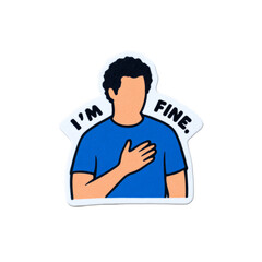Conceptual illustration showcasing emotional denial with hand gesture, blue shirt