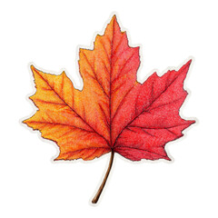 Autumnal Maple Leaf Illustration in Vibrant Gradient of Reds and Oranges