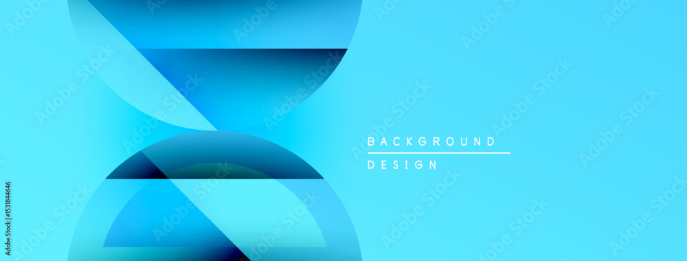 Poster Abstract blue shapes overlap, creating dynamic visual effect. Gradient colors suggest depth, modern design aesthetic.