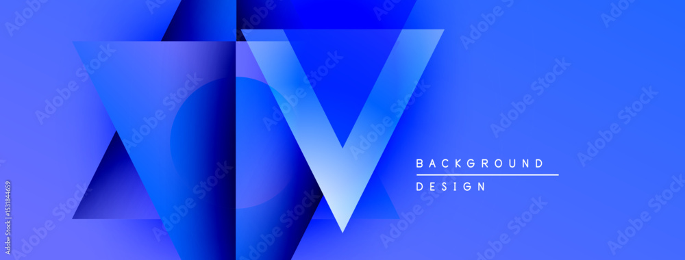 Poster Abstract blue design features overlapping geometric shapes, creating dynamic visual impact. Text reads background design. Modern, clean aesthetic.