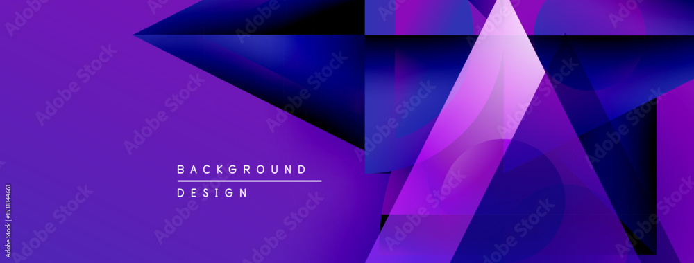 Poster abstract purple design features geometric shapes, gradients, sharp angles. modern background ideal f