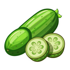 Fresh cucumber vegetable healthy food ingredient sliced cucumber salad ingredient green cucumber illustration
