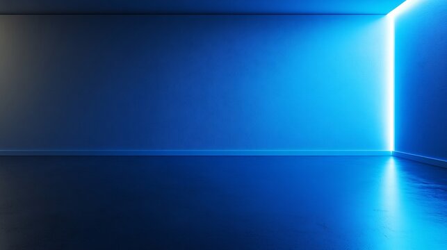 Cyberpunk inspired empty space with smooth blue lighting abstract wall textures and a futuristic room aesthetic