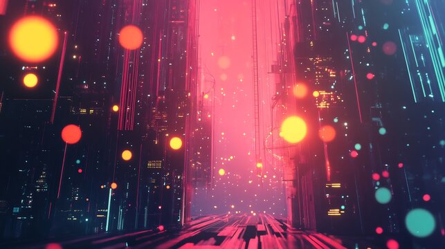 Cyber themed digital network with interconnected fiber optic cables bright data nodes and a high tech futuristic background