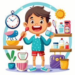 Tooth brushing morning routine 