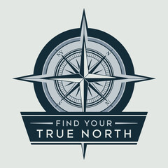 Find your true north compass direction illustration for guidance and exploration concept design element ,Vector art © Ultimate