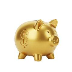 Golden piggy bank dollar sign savings financial planning metallic finish money saving