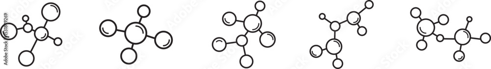 Poster molecule structure icon set isolated on transparent background. molecule dna structure of neurons sy