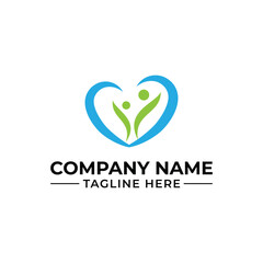 Health and Wellness Logo – Heart and People Symbol in Vector Design, Family Care and Support Logo