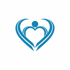 Abstract Human with Heart Logo Vector.