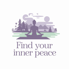 Obraz premium Yoga meditation for inner peace and wellness in nature retreat mindful practice vector illustration ,Vector art