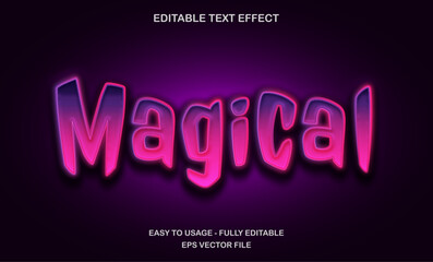 Magical text, editable text effect template, 3d bold shiny purple effect, movie title style