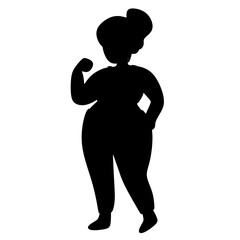 Silhouette Overweight Woman Flexing Bicep Arm Body Positive Icon