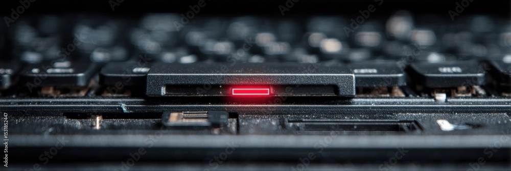 Poster System Diagnostic Failure Bar Stuck Loading on a Computer Keyboard During Troubleshooting Process