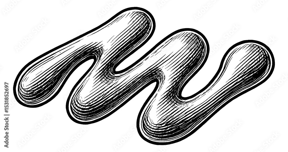 Aufkleber abstract blob vector with engraved drawing style in black and white for creative graphic design.