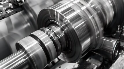 Close-up of internal turning operation on a lathe, showcasing a cutting tool shaping the inner diameter of a metal pipe or cylinder