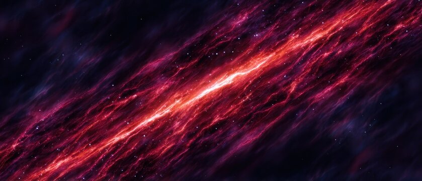 Cosmic fiery nebula streaks across the dark void