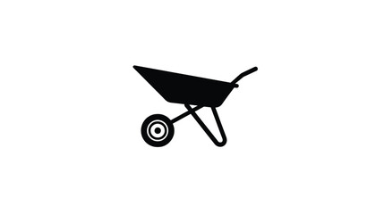 Wheelbarrow Icon: Vector Graphic for Construction, Gardening, and Farm Use