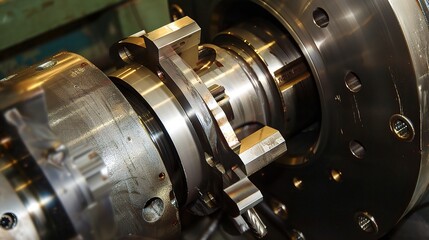 Close-up of internal turning operation on a lathe, showcasing a cutting tool shaping the inner diameter of a metal pipe or cylinder