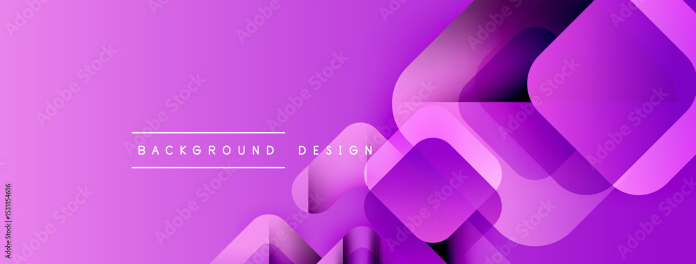 Poster Abstract purple background features overlapping squares, gradients, dynamic composition. Modern design element for digital projects.