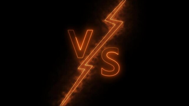 Versus - vs collision of metal letters with sparks and glow on a black background, confrontation concept, competition vs match game, martial battle vs sport.