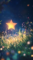 stars in the grass outdoor illustration poster background