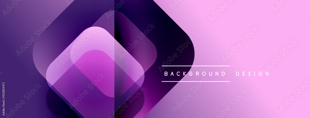 Aufkleber Abstract purple gradient background. Overlapping rounded squares create dynamic visual effect. Modern design element for projects.