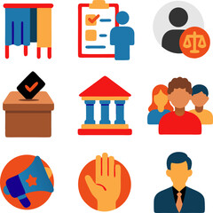 democratic and political system voting, set icon color for new government  