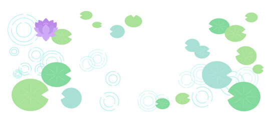 睡蓮と波紋の背景イラスト　コピースペース　暑中見舞い