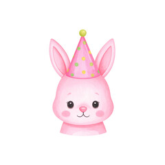 Cute pink cartoon bunny toy illustration for Easter