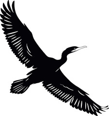 Obraz premium Cormorant Seabird Silhouette Vector Illustration on Transparent Background
