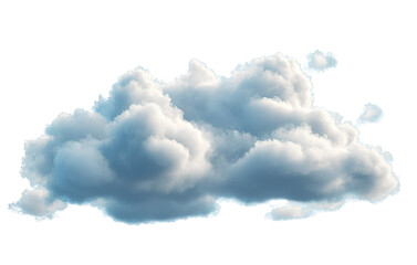 Realistic Fluffy White Clouds in Clear Blue Sky, isolated on transparent background