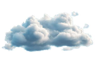 Realistic Fluffy White Clouds in Clear Blue Sky, isolated on transparent background