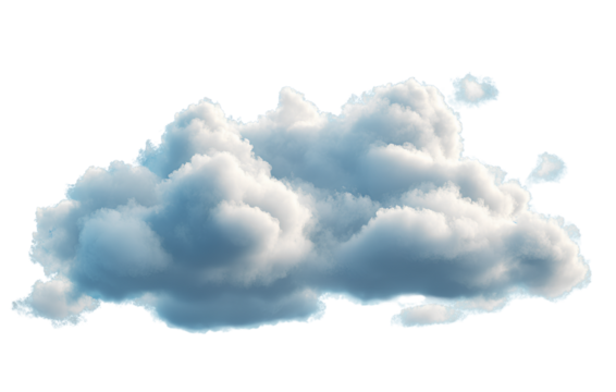 Realistic Fluffy White Clouds in Clear Blue Sky, isolated on transparent background