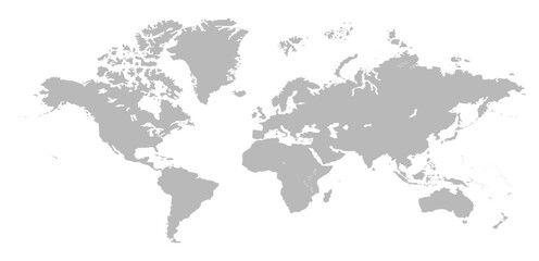 World map grayscale, world map picture, world map vector image, modern world map, Illustration, eps 10, worldwide, all continents, all countries, worldwide project