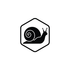Snail icon hexagon shape black silhouette design