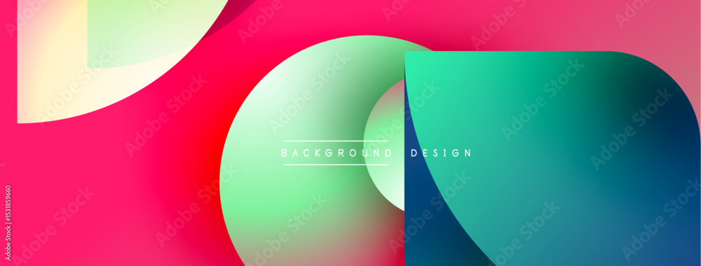 Poster Abstract fluid shapes, vibrant colors blend. Modern design, dynamic composition, gradient effects create visual interest. Background features text elements.