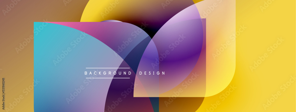 Aufkleber Abstract colorful shapes overlap. Gradient hues blend, creating dynamic visual effect. Modern design element for backgrounds.